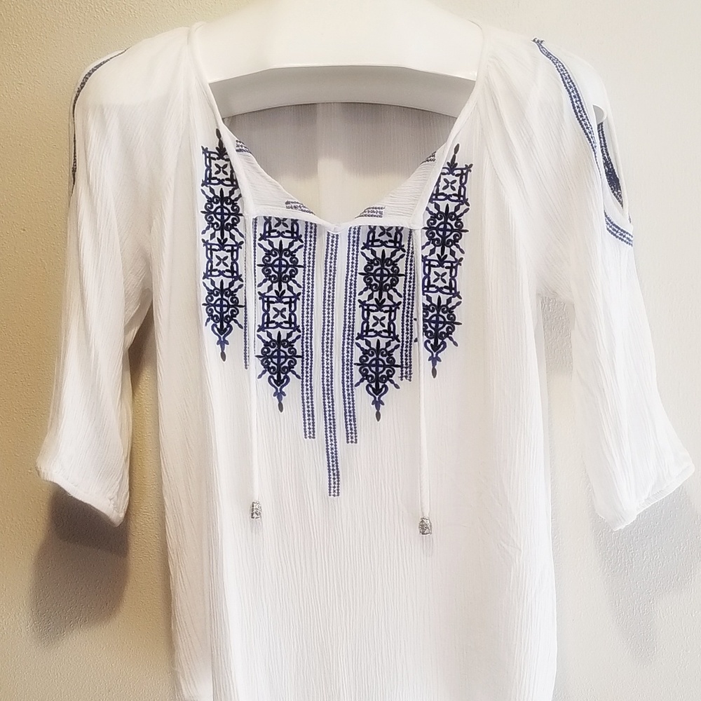 Western Design White Shirt with Strings